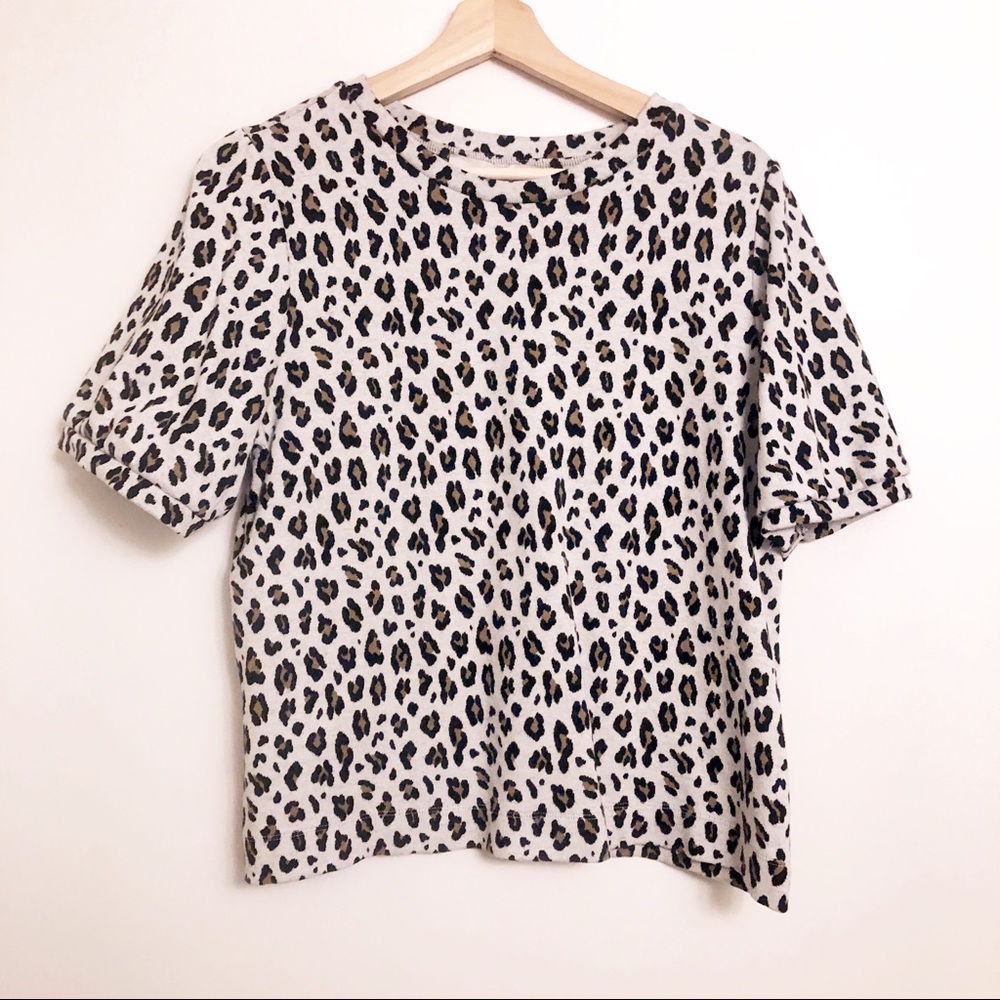 Loft | Leopard Print Knit Puff Sleeve Top
